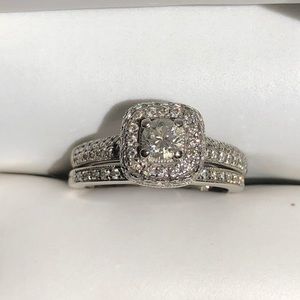 Diamond Wedding Band & Engagement Ring Set